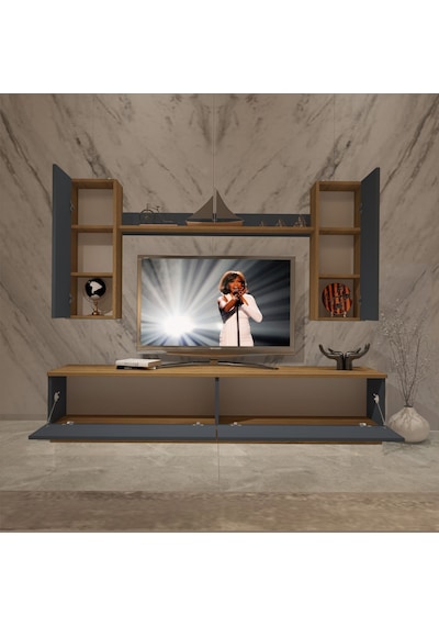 Decoraktiv Eko 5db Mdf Std Tv Ünitesi Tv Sehpası Pera - Antrasit