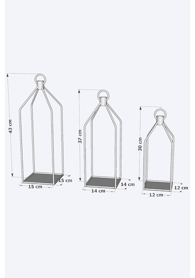 Metal Kafes 3'lü Set Mumluk Fener Dekoratif Mumluk Ferforje Şamdan Diğer