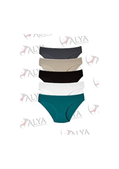 Alya Underwear Kadın Pamuklu Hipster - Slip Külot 5 Farklı Renk 1 Pakette Multicolor-p10
