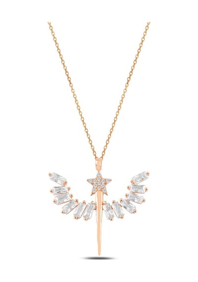 Zirkon Taşlı Rose Yıldızlı Mikailin Kılıcı Model 1 Kadın Gümüş Ko (484545807)