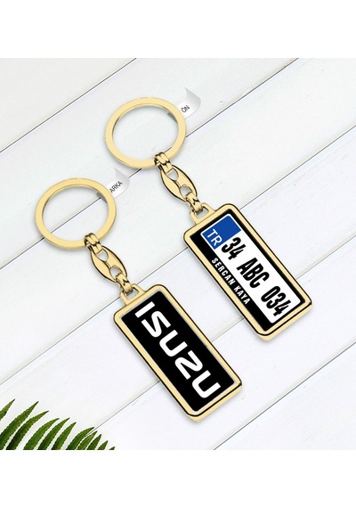 Kişiye Özel Plakalı Isuzu Logolu Çift Taraflı Gold Krom Anahtarlı N11.15278