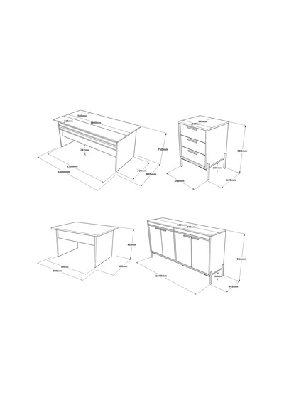 Yurudesign Vista ABCDE Ofis Büro Masa Takımı Kahve-Beton-Antrasit