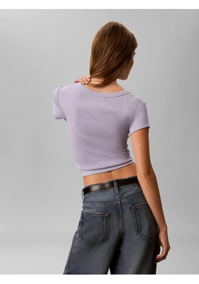 Calvin Klein Woven Label 2x2 Baby, Vbk Mor Kadın T-shirt