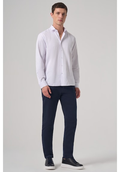 Morven Erkek Beyaz Trend Slim Fit İtalyan Yaka Gömlek 25mc004068600 Beyaz Beyaz