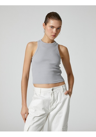 Koton Basic Halter Yaka Atlet Ribanalı Pamuklu Gri 4sal30065ık 4SAL30065IK031 Gri