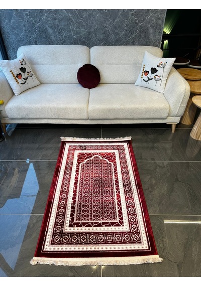 Seccade Dokuma Halı Seccade Püsküllü 80x125 Bordo