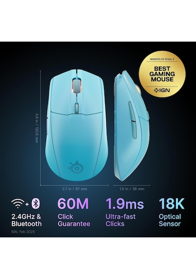 Steelseries Rival 3 Wireless Gen 2 Oyuncu Faresi 2.4ghz Ve Blue 34375543