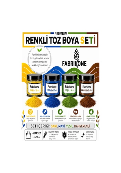 Toz Mum Boyası Seti 10 Cc 4 Lü Soya & Parafin Wax Için Sarı, Mavi, Yeşil, Kahverengi Bkfab4srmykh10g Karışık
