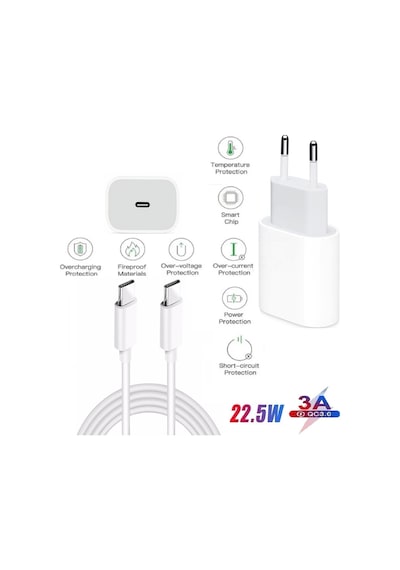 Samsung Galaxy S25 Fe Uyumlu Type-c Ultra Hızlı Şarj Seti 22.5w 3.0 Amper Şarj Adaptörü Ve Kablo