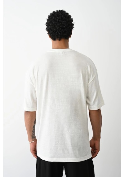 Barlashive Erkek Tişört Düz Basic Penye Yazlık Bisiklet Yaka Kısa Kol T-shirt - Beyaz Çok Renkli