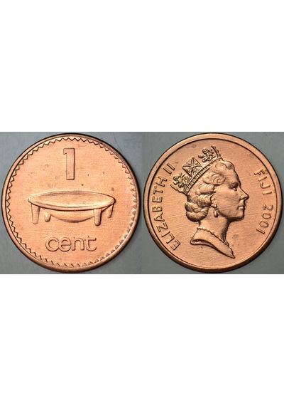 Fiji 1 Cent 2001 Kraliçe Iı. Elizabeth. 17,5 Mm Çil.