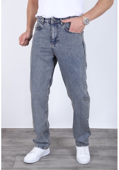 Blayn Jeans Erkek Antrasit Baggy Kot Pantolon - Geniş Kalıp Günlük Rahat Denim Jean Açık Gri
