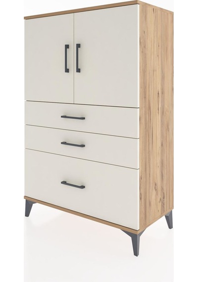 Hyperion Dolap 2 Raflı 3 Çekmeceli 2 Kapaklı 88x44x134 Çam-ay... Çam