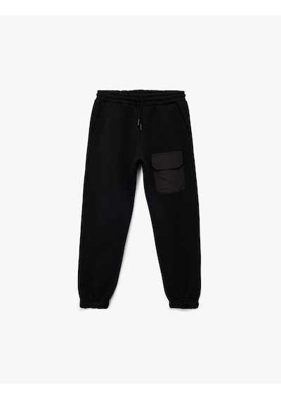 Koton Şardonlu Cep Detaylı Beli Lastikli Basic Jogger Eşofman Altı Siyah 7wkb40009tk