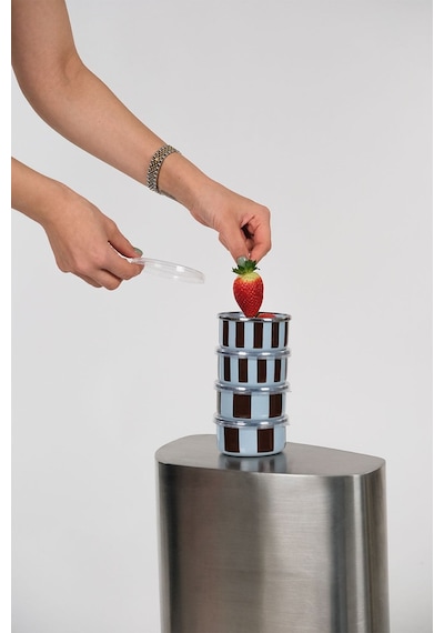 Emaylabxpeppythings Berry Emaye 4 Lü Kapaklı Kase Çerezlik, Kahvaltılık, Reçellik, Zeytinlik, Sunumluk Seti 8cm 200 Ml Mavi - Kahverengi