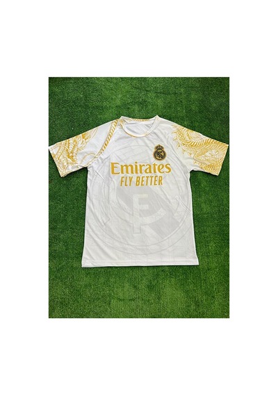 Ronaldo Real Madrid Özel Tasarım Ejder Desenli Beyaz Sarı Forma E