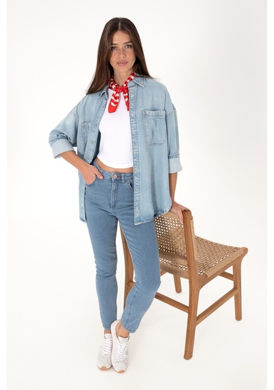 U.S. Polo Assn. Kadın Açık Mavi Skinny High Waist Fit Jean Pantolon 50297532-DN0013