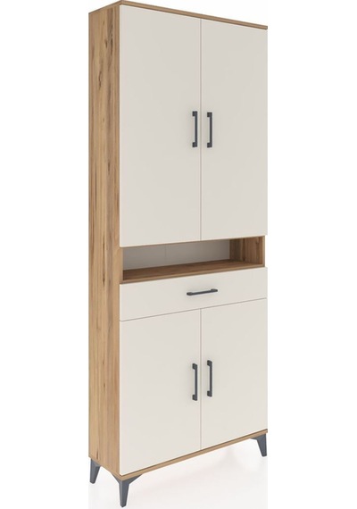 Arges Dolap 5 Raflı Tek Çekmeceli 4 Kapaklı 88x30x221 Çam-aytaşı Atlas Çam