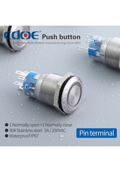 Diyotlab 19mm Metal Ledli Buton Paslanmaz/çelik Ip67