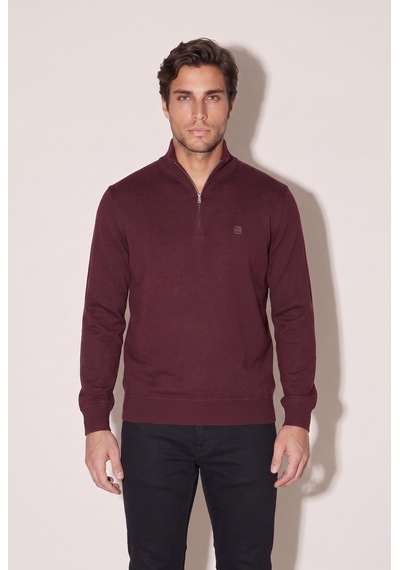 Dik Yaka Nakışlı Selanik Sweat Jsco Bordo