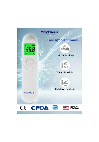 Wohler Temassız Dijital Ateş Ölçer Alından Vücut Ve Nesne Fda Onaylı