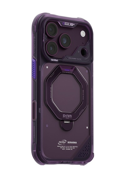 Apple iPhone 18 Pro Max Uyumlu Kılıf M-safe Şarj Özellikli Standlı Skinarma Saturn Kapak Bordo