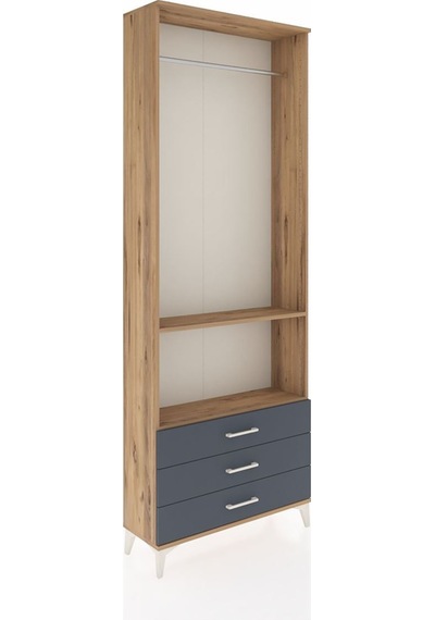 Arges Dolap 2 Raflı 3 Çekmeceli Tek Askılı 88x30x243 Çam-antrasit Atlas Çam