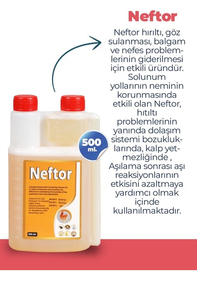 Neftor Kuşlar Için Hırıltı Nefes Ve Solunum Ürünü 500 Ml Orjinal