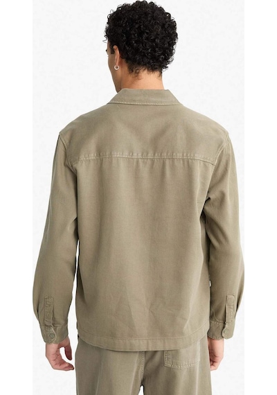 Defacto Boxy Fit Polo Yaka Twill Uzun Kollu Gömlek F7124ax25aukh401 Haki
