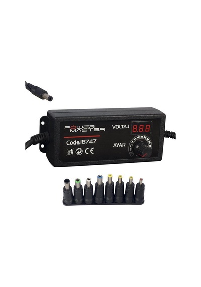 12 Volt - 24 Volt - 5 Amper Çok Uçlu Di Ji Tal Ekranli Ayarli Kademeli Adaptör