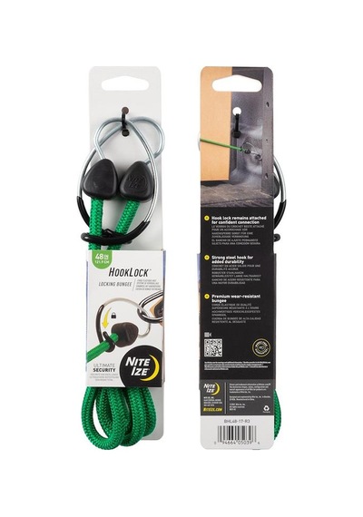 Nite Ize Hooklock Locking Bungee Gergi Lastiği / Yük Sabitleyici Yeşil - 121.9 Cm