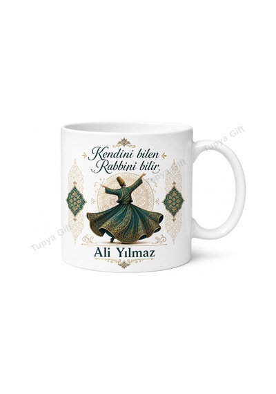 Tasavvuf Temalı Kişiye Özel Baskılı Kupa Bardak Hediye Mevlana Sufi Beyaz / Çok Renkli