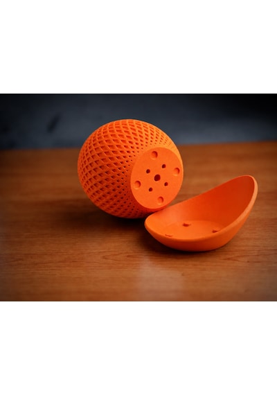 3d Baskı Küre Saksı - Kafes Dokulu İki Parçalı Dekoratif Saksı - Turuncu-turuncu