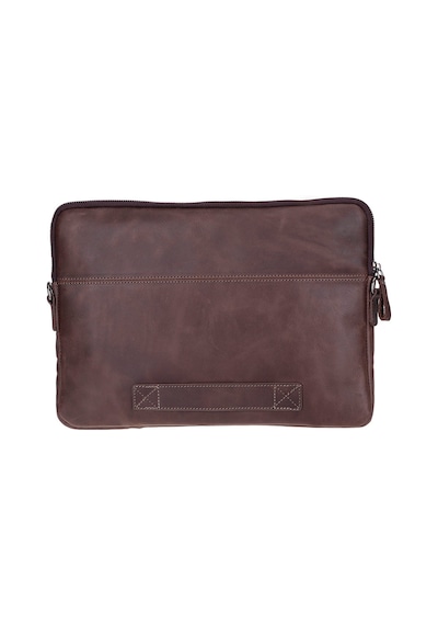 Bloomsleeve Leeds 14" Mahogany Dark Brown Hakiki Deri Laptop & Tablet Kılıfı Kahverengi