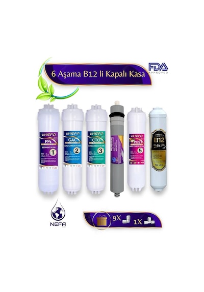 Kapalı Kasalara Uyumlu Ph8 B 12 Filtre Destekli 6'lı Filtre Seti