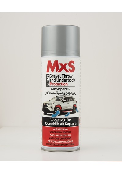 Mxs Sprey Pütür Gri Boyanabilir Alt Kaplama 400 Ml Taş Çarpma Ve Gövde Altı Koruma Siyah