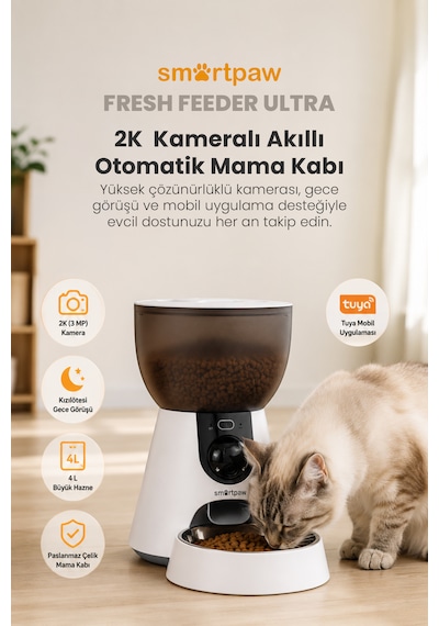 Smartpaw Fresh Feeder Ultra Kameralı Akıllı Otomatik Mama Kabı Distribütör Garantili