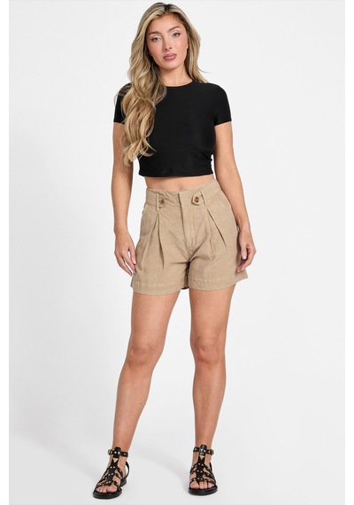Guess Shaye Kadın Keten Karışımlı Relaxed Fit Şort Çok Renkli