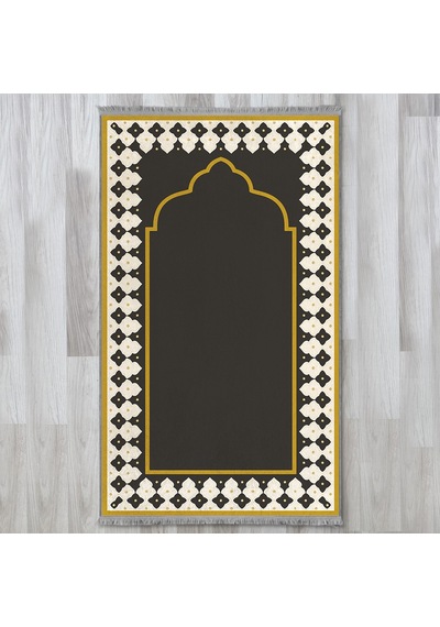 Evaşk Namazlık Dokuma Halı Kaymaz Muslumana Seccade80 x 130 Siyah EVASK802E66