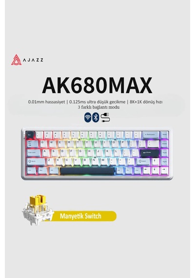 Ak680 Max Kablosuz Manyetik Switch Mekanik Oyun Klavyesi-rapid Trigger-0.125 Ms Gecikme