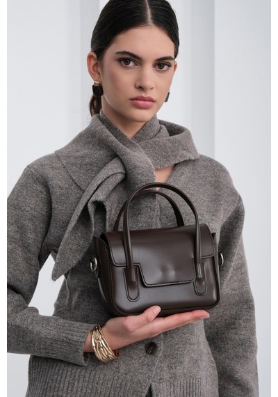 Shule Bags Dimple Retro El Ve Çapraz Çanta Kahve Kahve