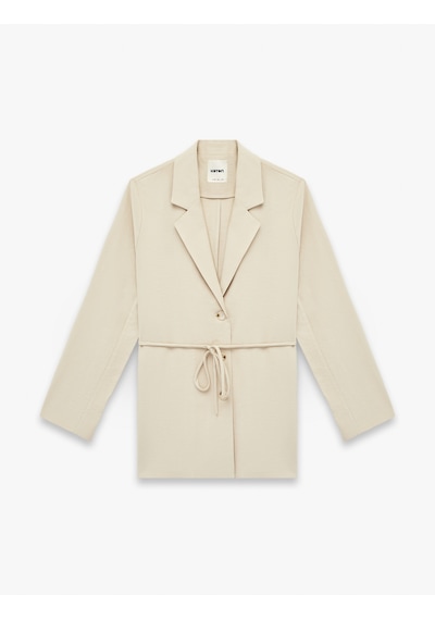 Koton Viskon Kumaş Uzun Kollu Düğmeli Beli Bağcıklı Blazer Ceket Bej 6sak50025pw Ekru