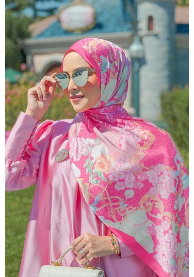 Buttonscarves Wonderland Saten Şal - Raspberry Pembe