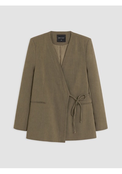 Lcw Modest Haki Kruvaze Yaka Bağlamalı Oversize Kadın Blazer Ceket