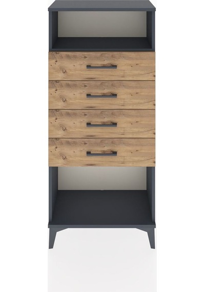 Hyperion Dolap Tek Raflı 4 Çekmeceli 60x44x134 Antrasit-çam Antrasit