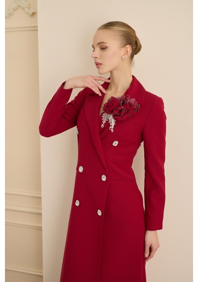 Senna Rose Stone Dress Kırmızı Kırmızı