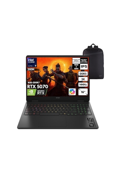 Hp Omen Slim 16-an0017nt Cd7k1eahmf18 Ultra 9-285h 64- GB 2 TB SSD RTX5070 8 GB 16" W11P Dizüstü Bilgisayar