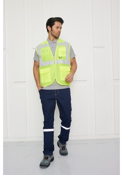 Orange Safety Mühendis Tipi Fileli İkaz Yeleği Sarı