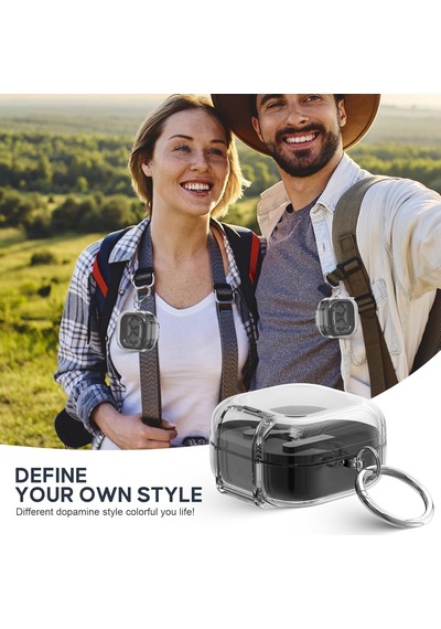 Caseonn Samsung Galaxy Buds 4 Kılıf Stand Özellikli Kilitli Mika Koruma Şeffaf