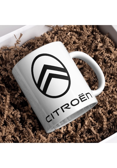 Applucky Citroen Logo Tarihçesi Baskı Kupa Bardak Beyaz